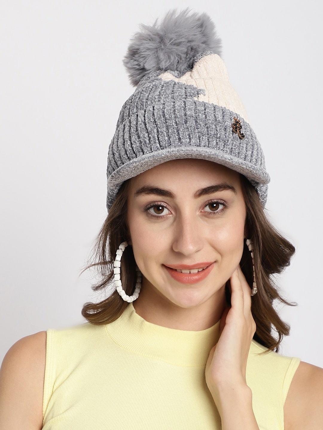 

ELLIS Colourblocked Acrylic Beanie, Grey