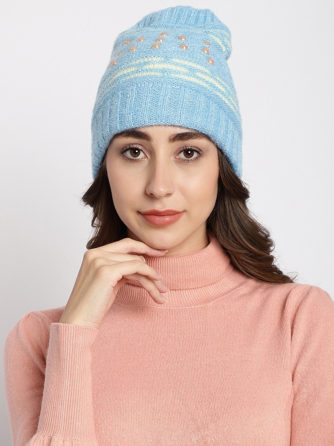 

ELLIS Self Design Acrylic Beanie, Blue