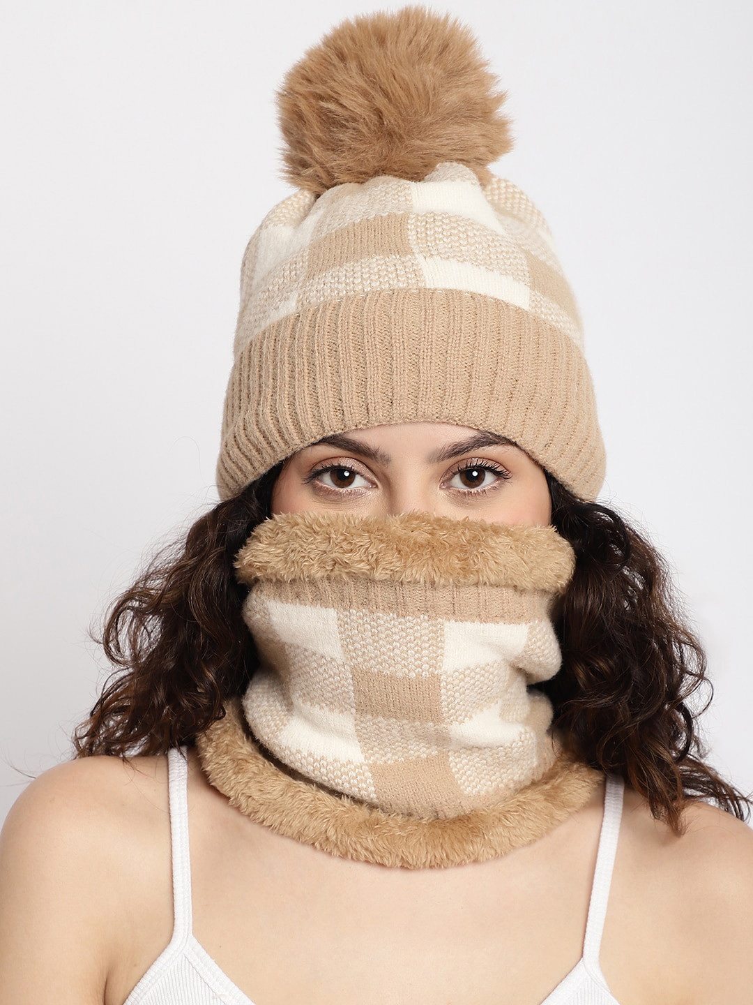 

ELLIS Self Design Acrylic Beanie, Brown