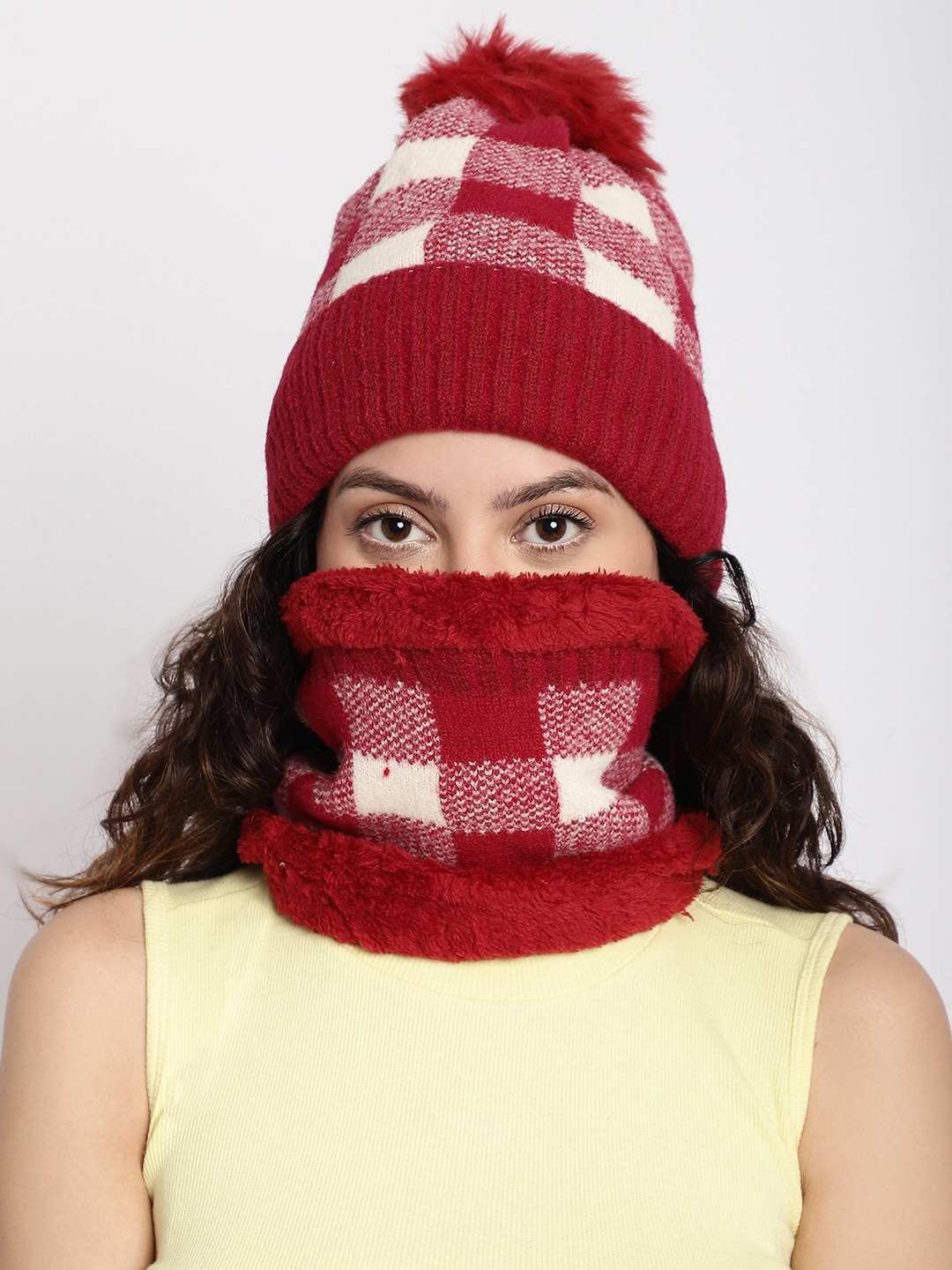

ELLIS Self Design Acrylic Beanie, Maroon