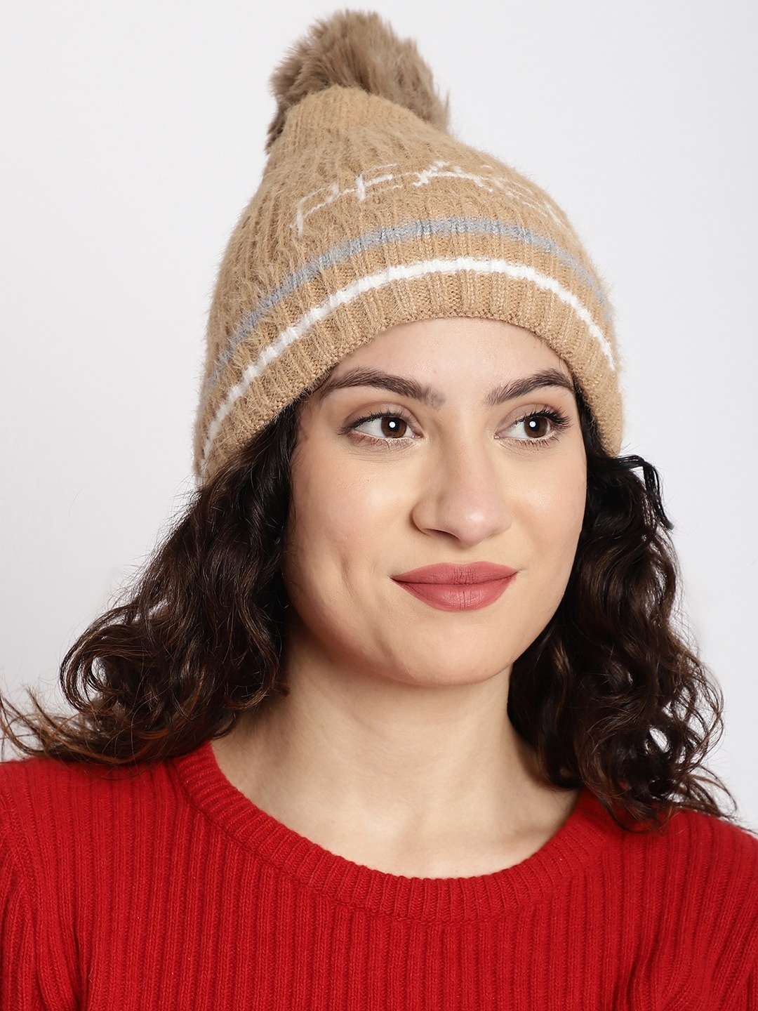 

ELLIS Self Design Acrylic Beanie, Brown