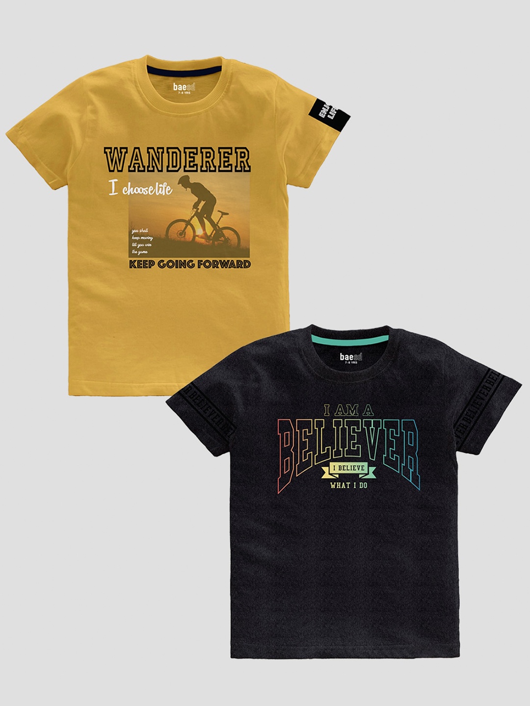

BAESD Boys Pack Of 2 Printed Pure Cotton T-shirts, Mustard