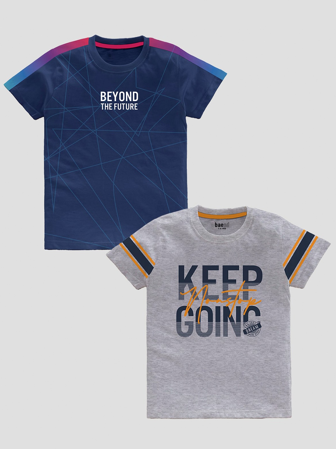 

BAESD Boys Pack Of 2 Printed Pure Cotton T-shirts, Blue