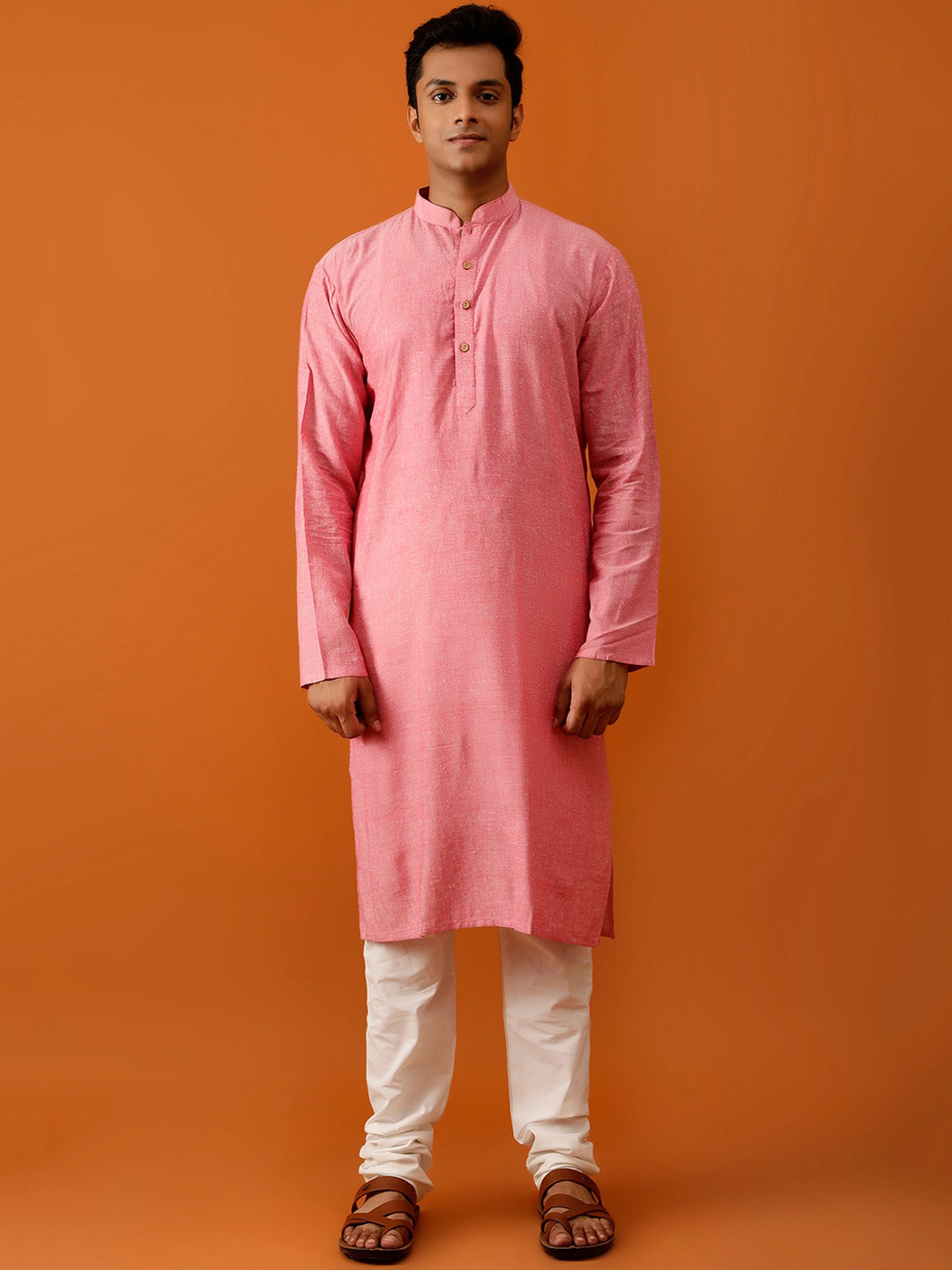 

Streaks & Crosses Regular Pure Cotton Kurta With Churidar, Pink