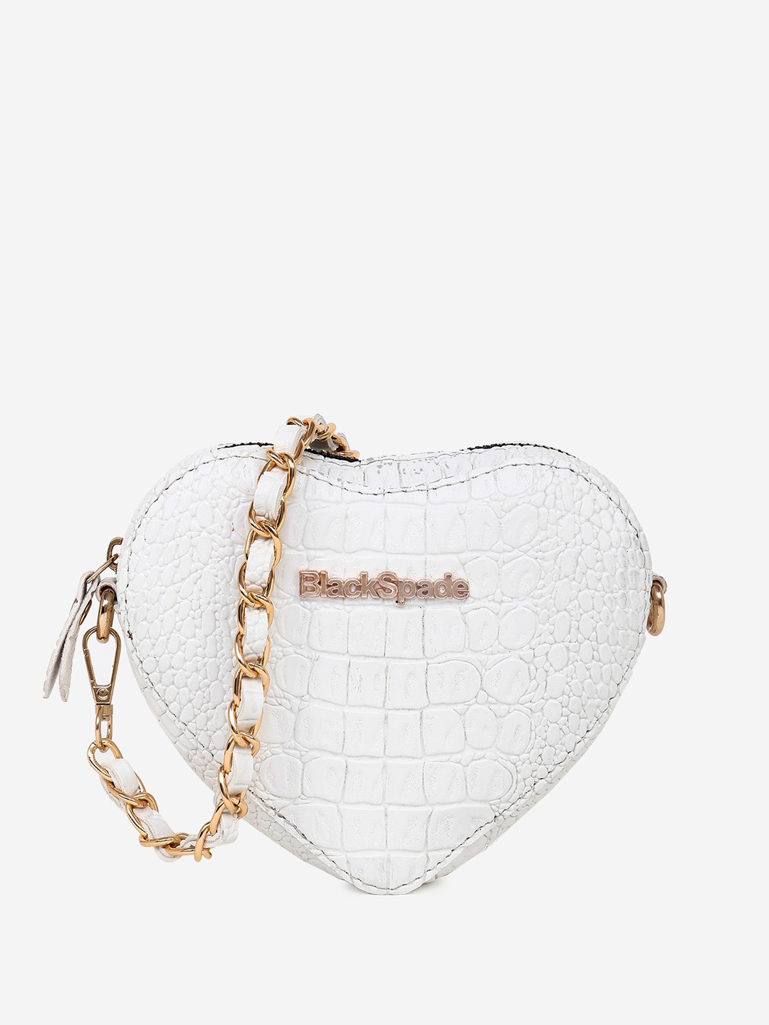 

Black Spade Textured Structured Sling Bag, White