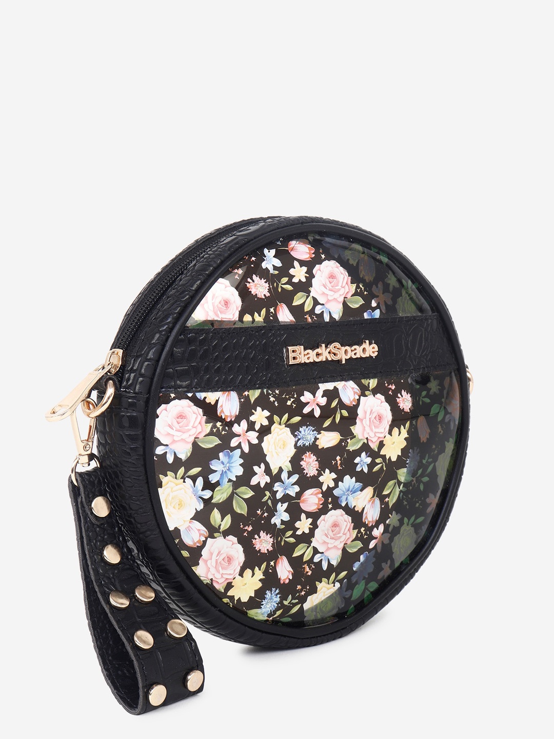 

Black Spade Floral Printed Structured Sling Bag
