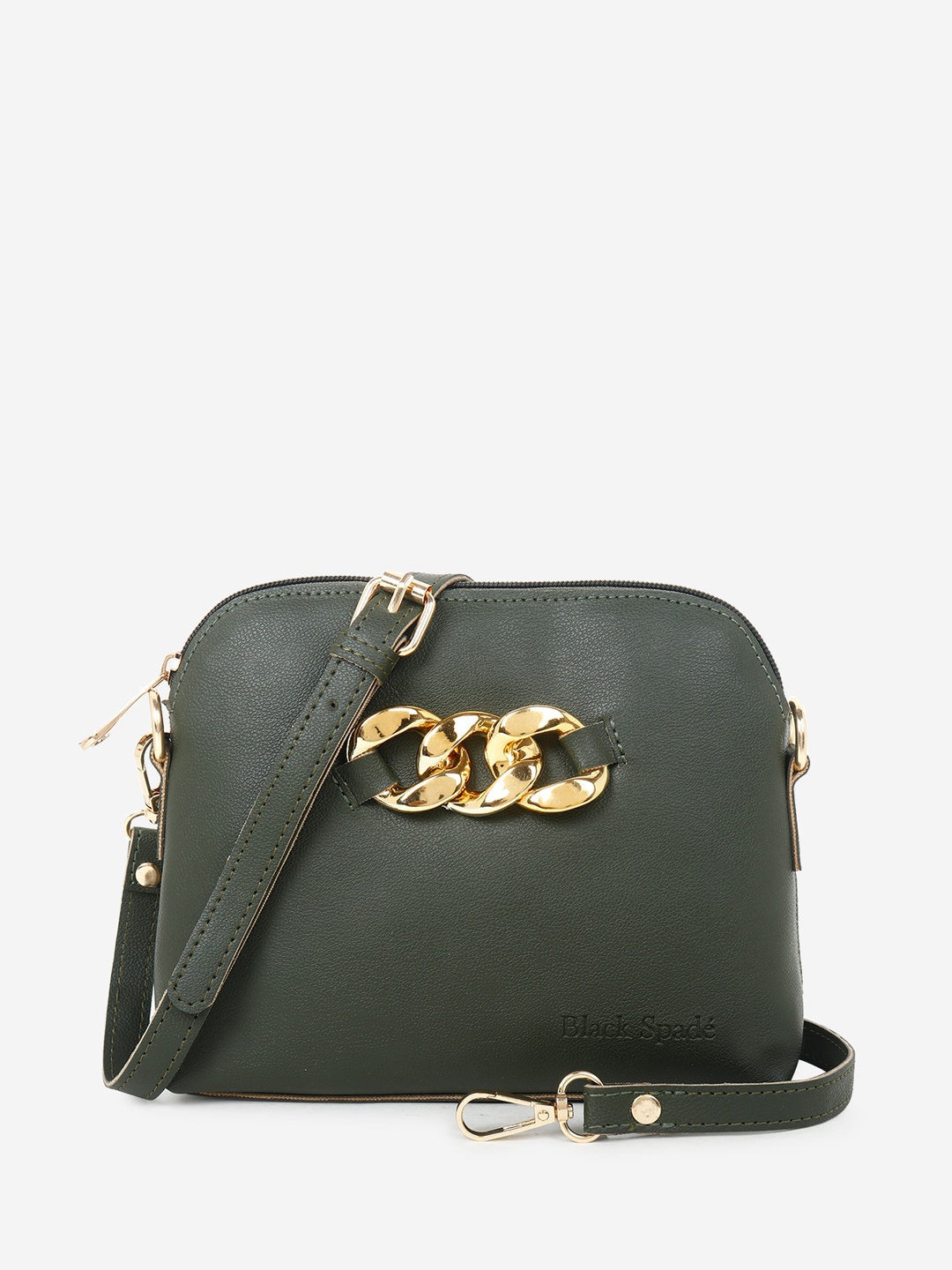 

Black Spade Structured Sling Bag, Green