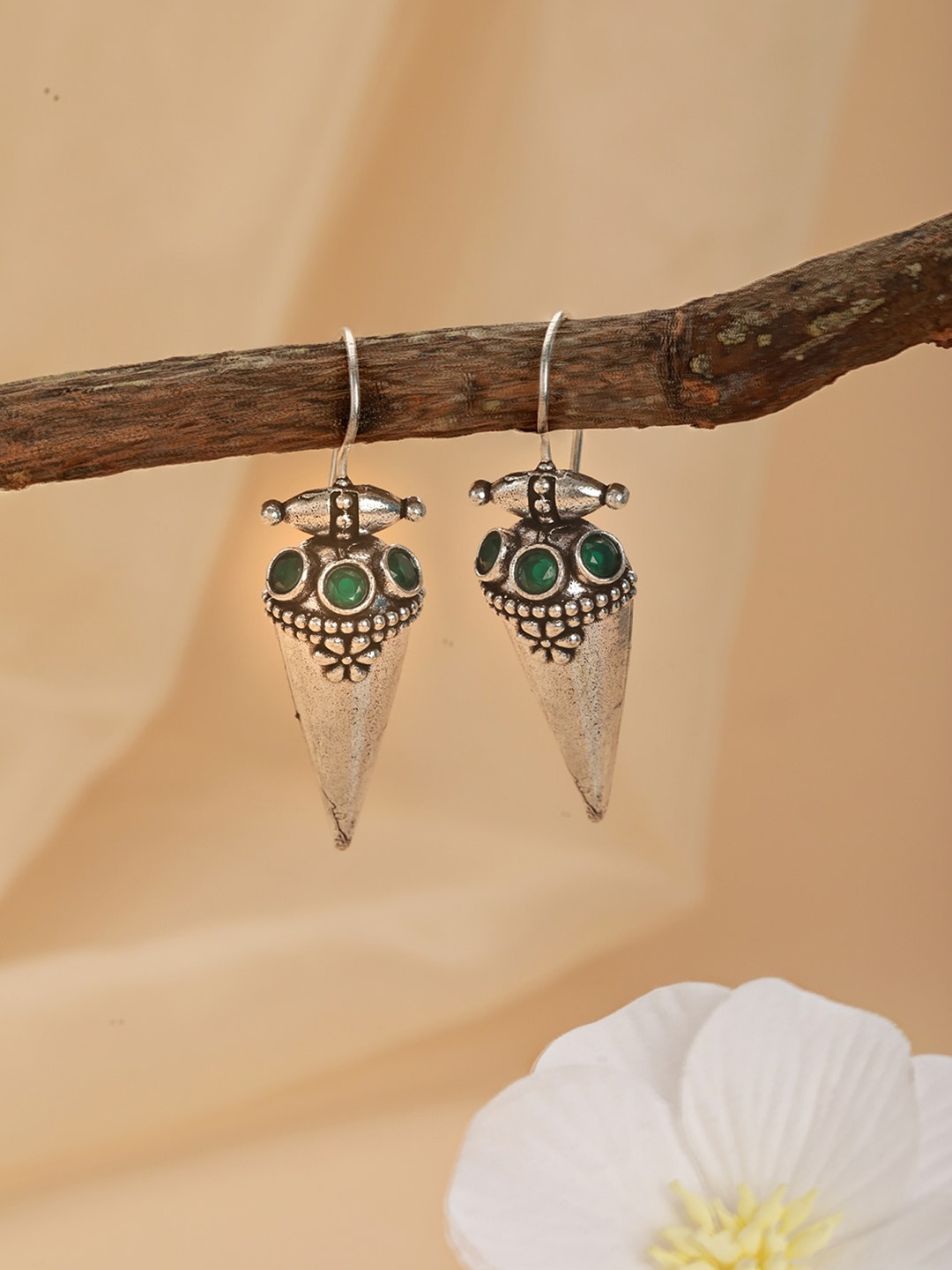 

Jazz and Sizzle Silver-Plated Classic Drop Oxidized Earrings