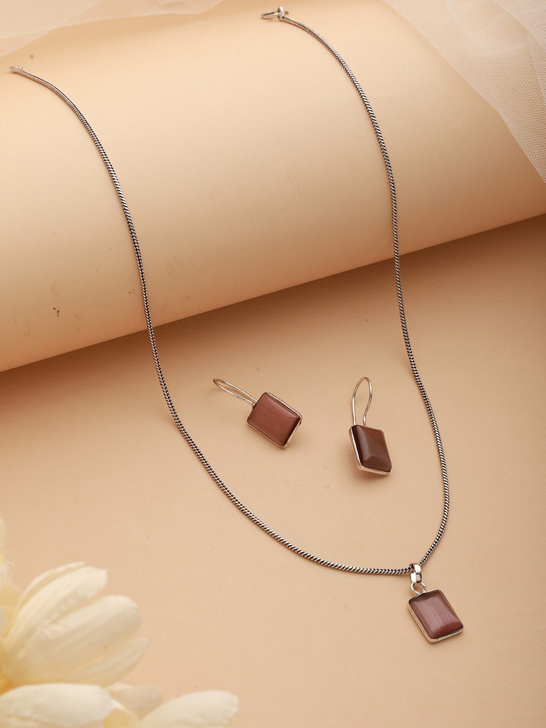 

Jazz and Sizzle Silver Plated Stone Studded Jewellery Set