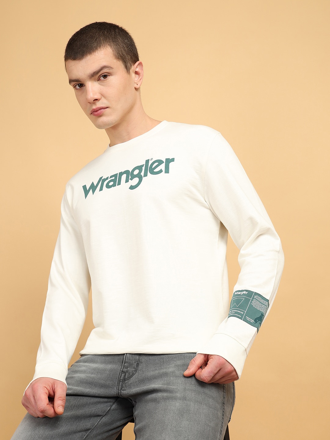 

Wrangler Typography Printed Pullover Sweatshirt, Off white