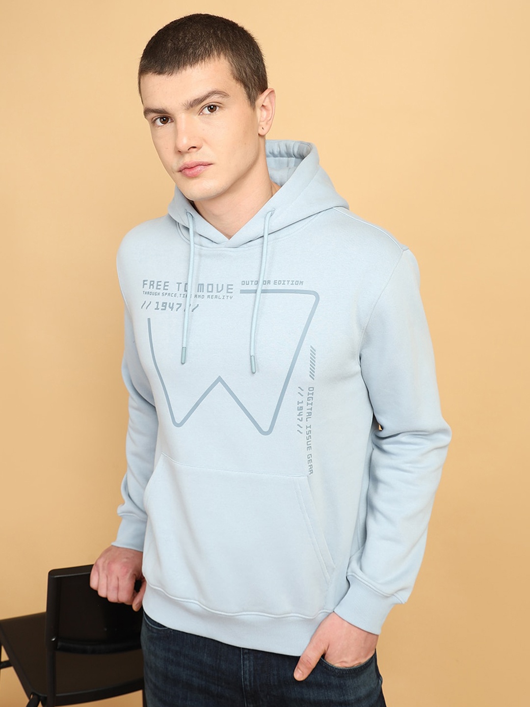 

Wrangler Typography Printed Hooded Pullover Sweatshirt, Blue