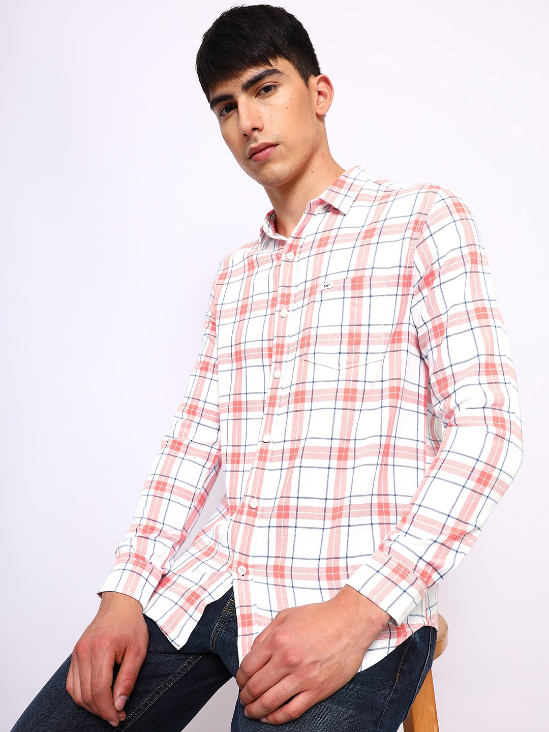 

Lee Slim Fit Tartan Checks Checked Twill Cotton Casual Shirt, Multi