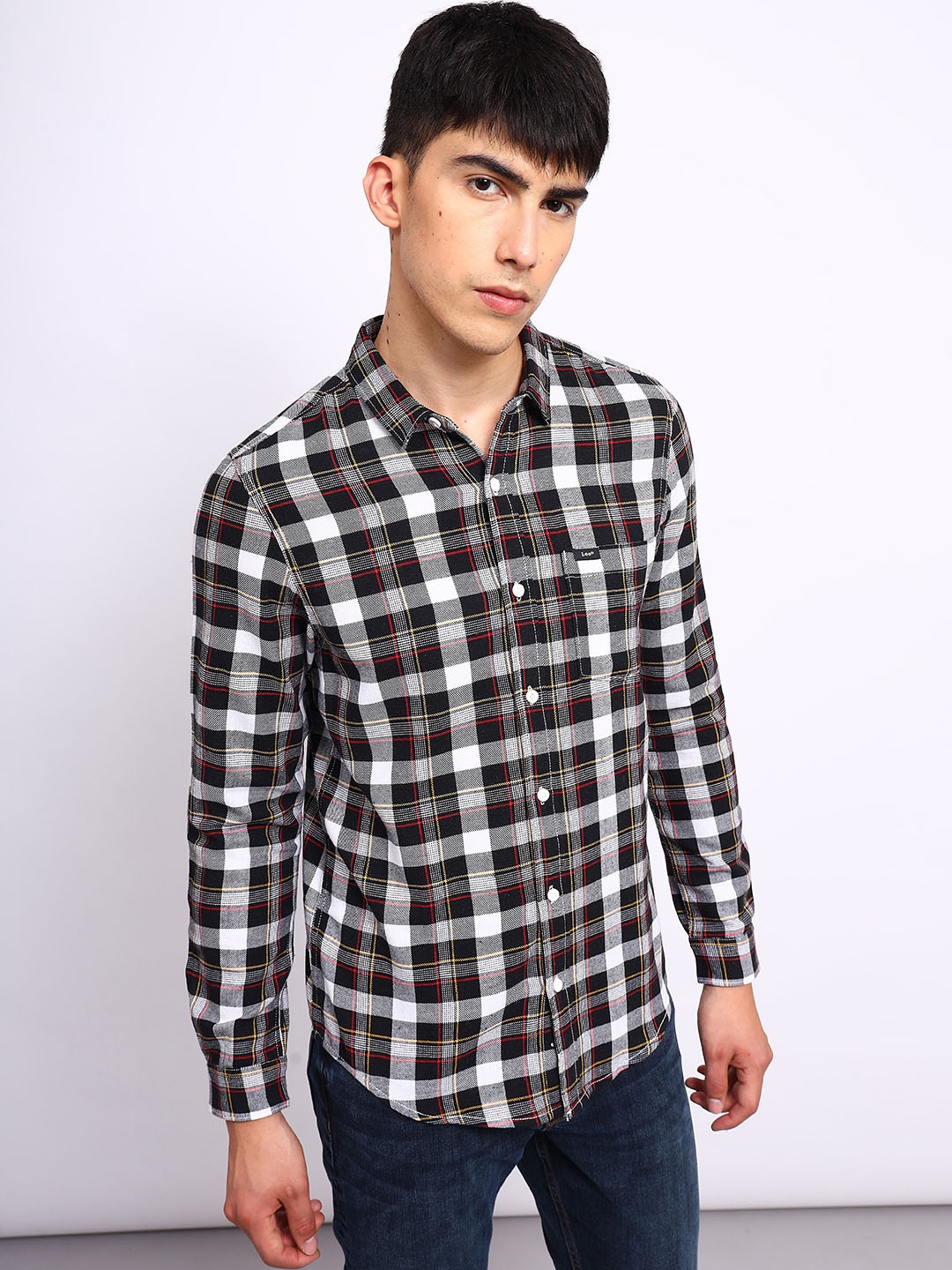 

Lee Checked Twill Cotton Casual Shirt, Black