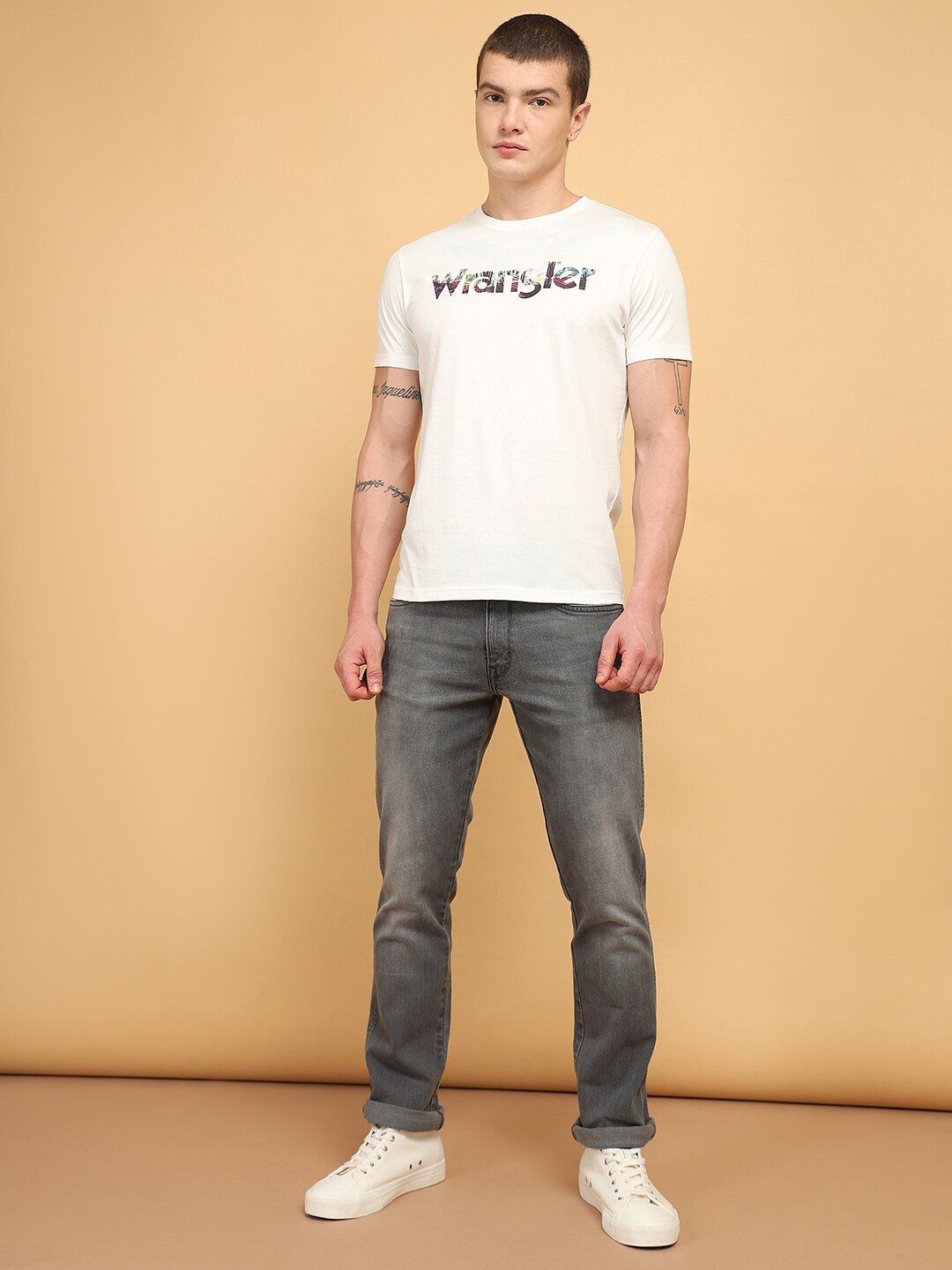 Wrangler Typography Printed Cotton T-shirt, White