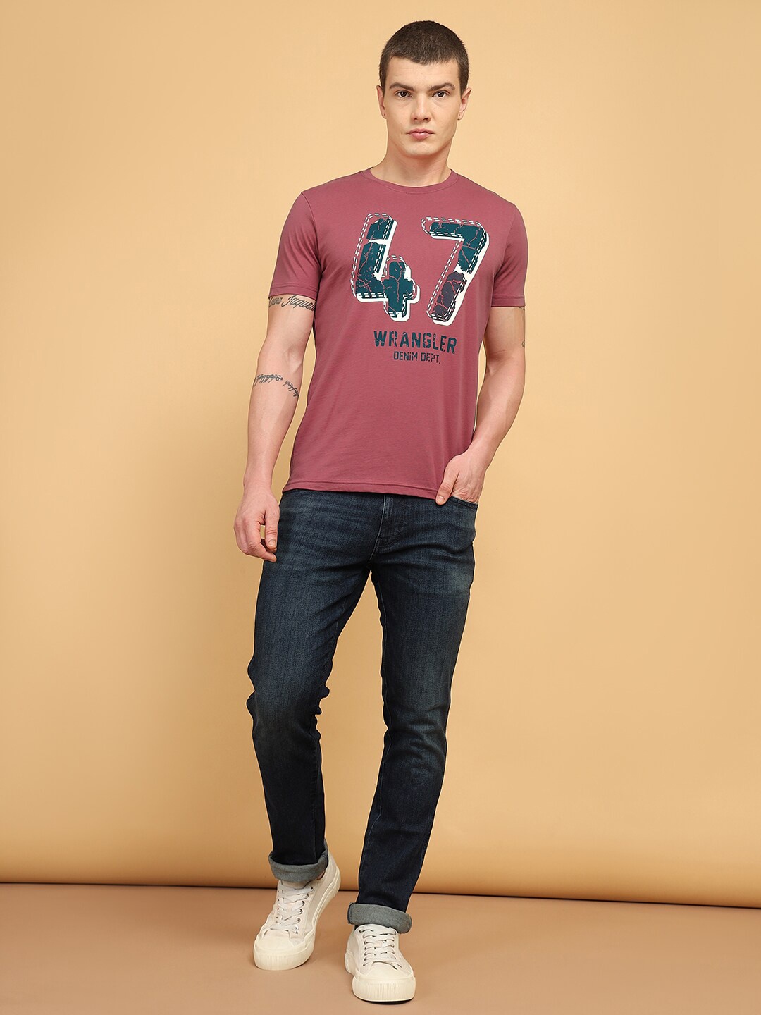 

Wrangler Graphic Printed Cotton T-shirt, Red