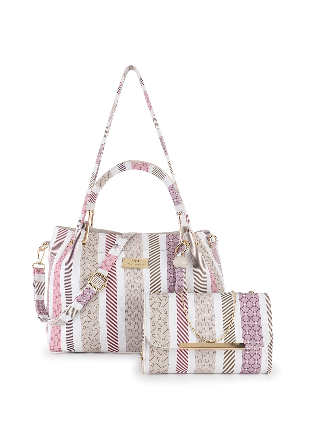 

WOMEN MARKS Set of 2 Geometric Printed Structured Shoulder Bag, White