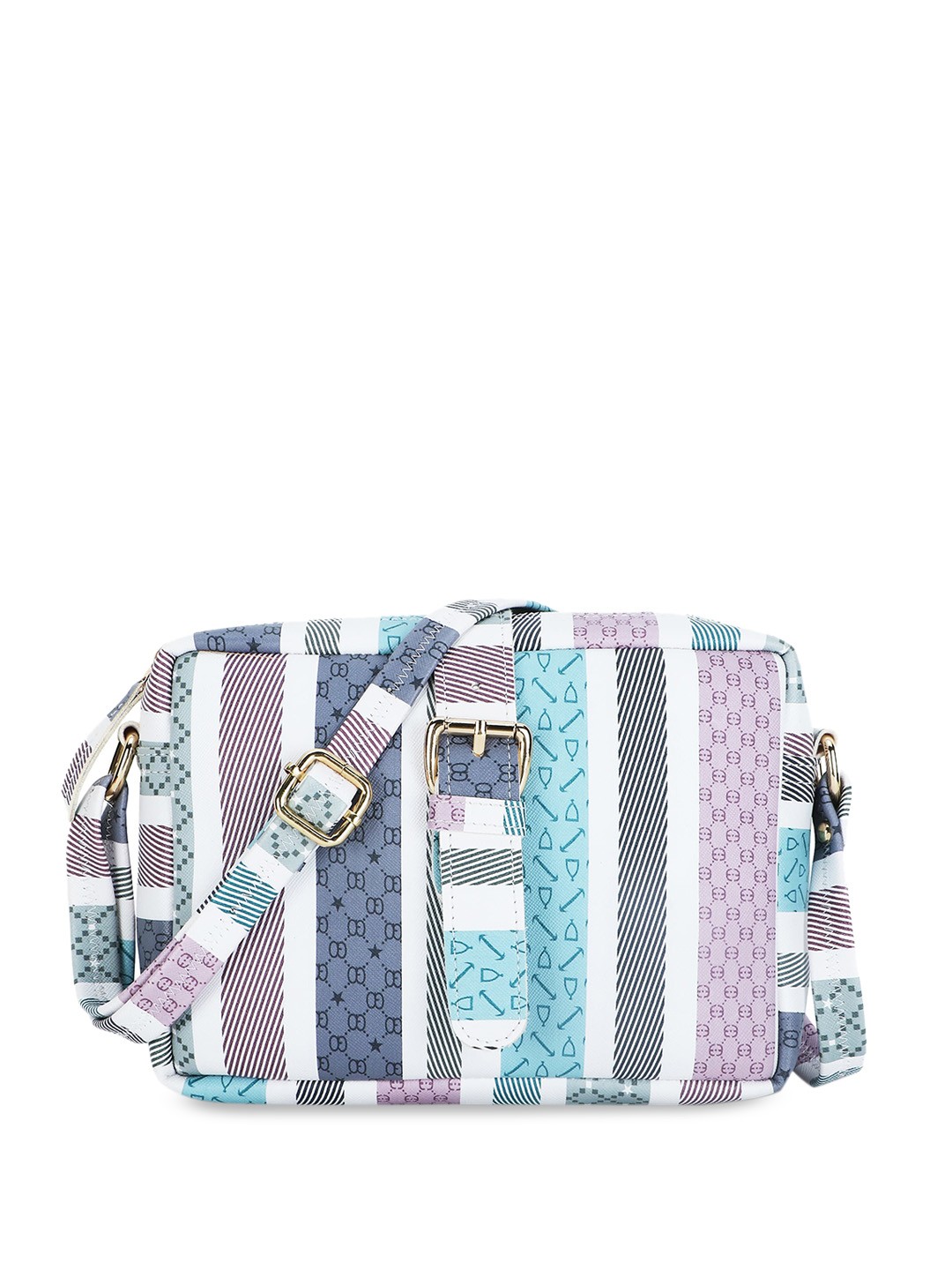 

WOMEN MARKS Striped Water Resistant Swagger Sling Bag, Grey