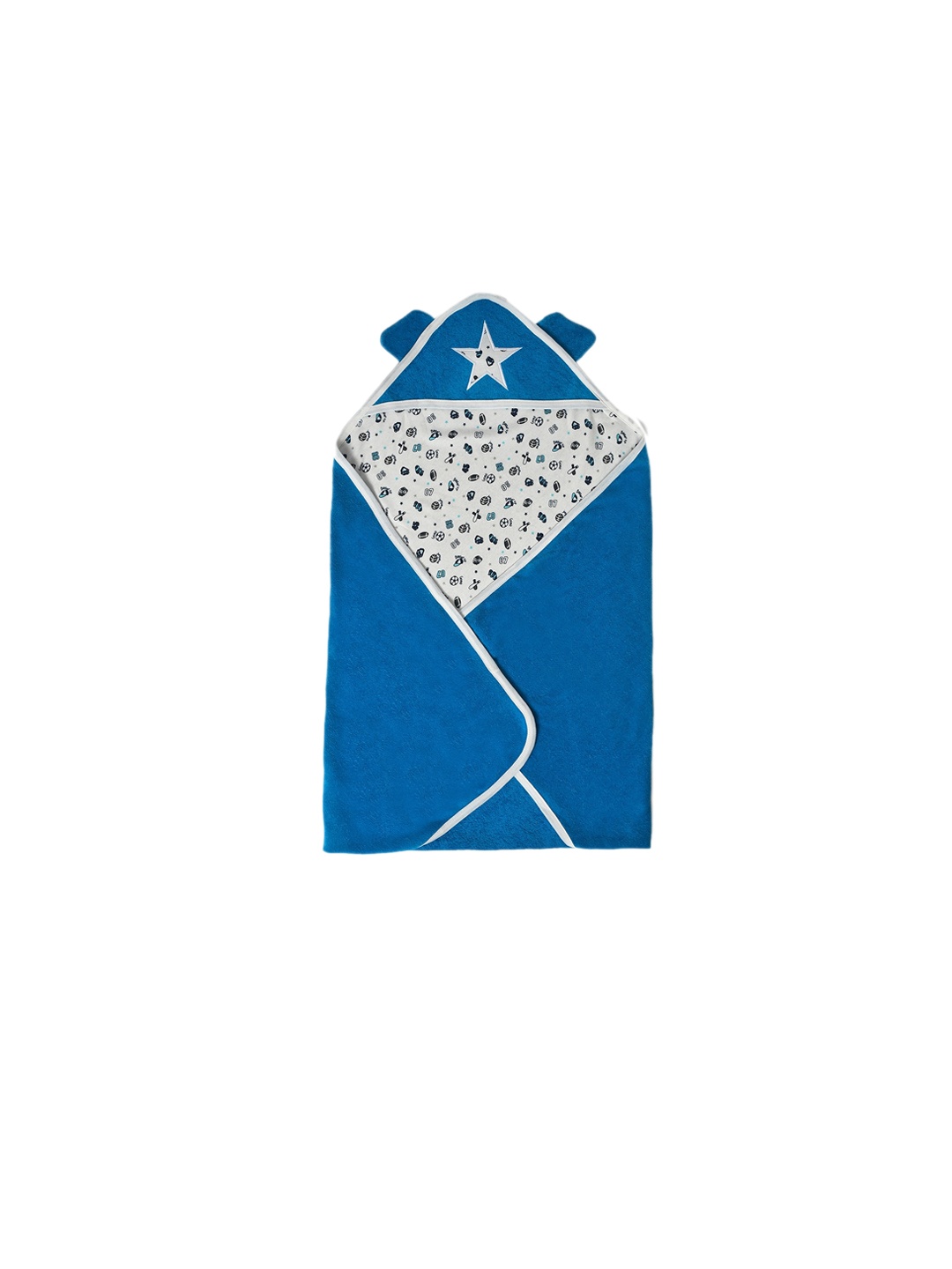 

MiArcus Kids Blue & White Printed 210 GSM Hooded Bath Towel