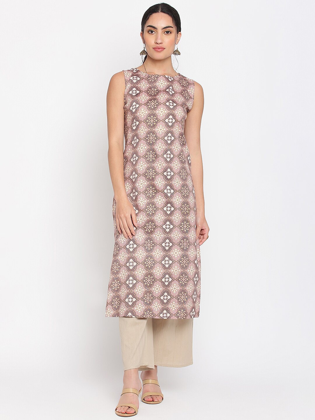 

Napra Ethnic Motifs Printed Cotton kurta, Beige
