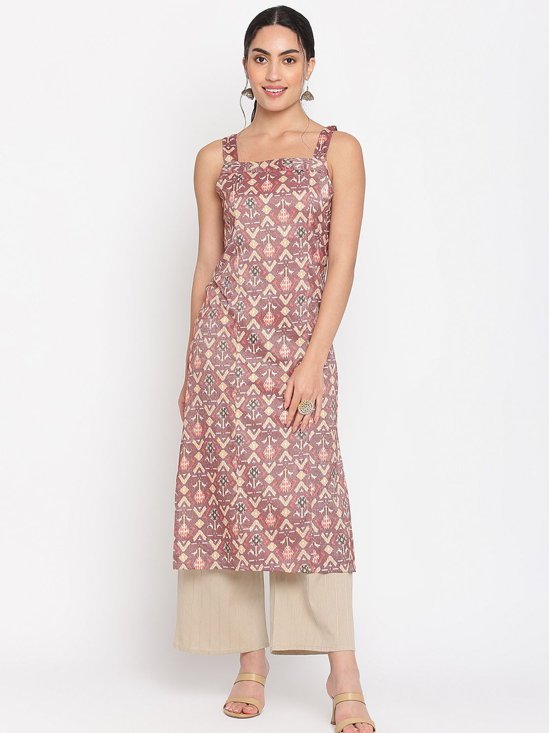

Napra Ethnic Motif Printed Sleeveless Straight Kurta, Mauve