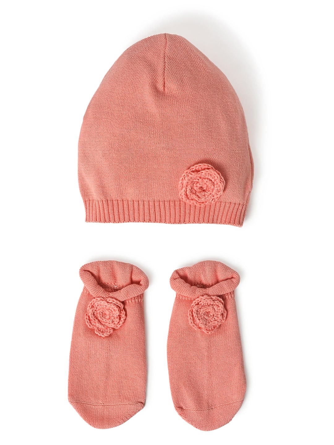 

MiArcus Infants Self Design Cotton Beanie Caps, Peach