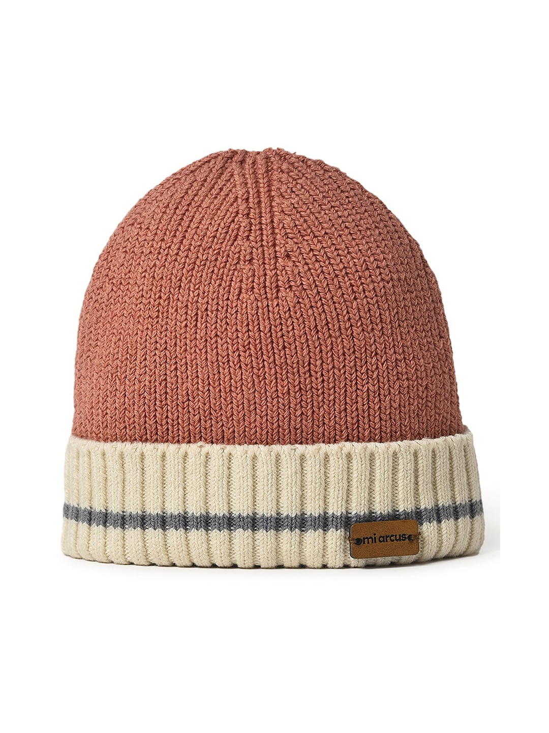 

MiArcus Kids Self Design Cotton Beanie Caps, Brown
