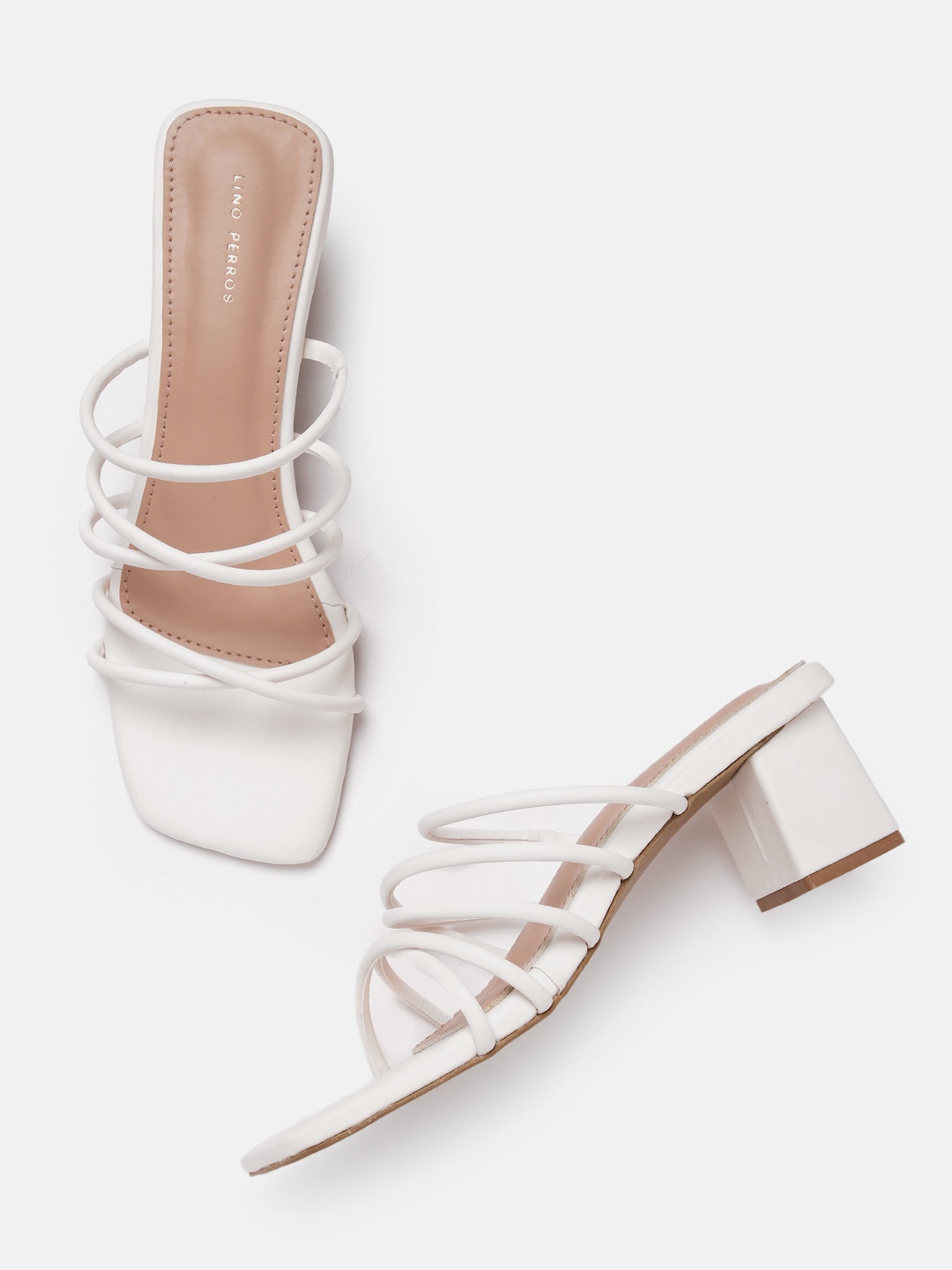 

Lino Perros Strappy Block Heels, White