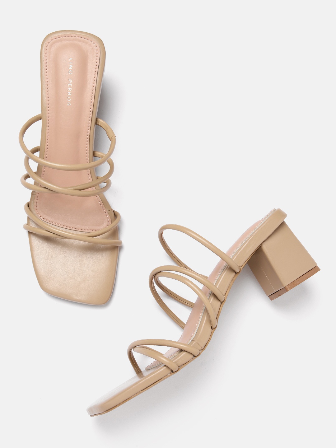 

Lino Perros Strappy Block Heels, Beige