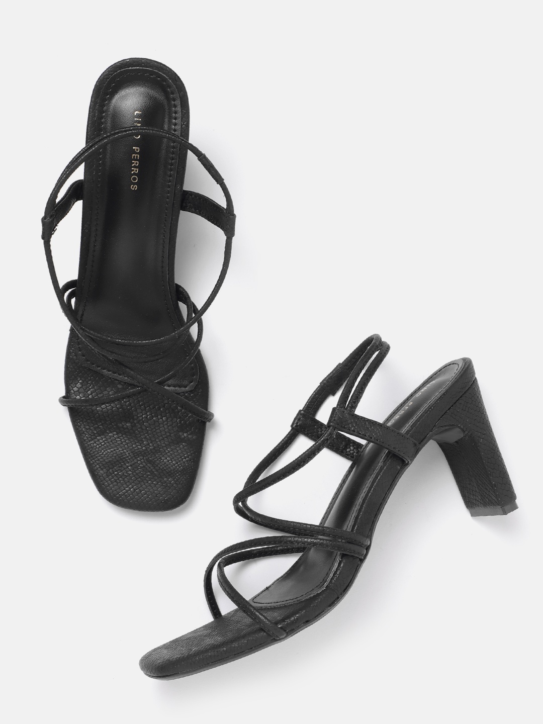 

Lino Perros Open Toe Block Heels, Black