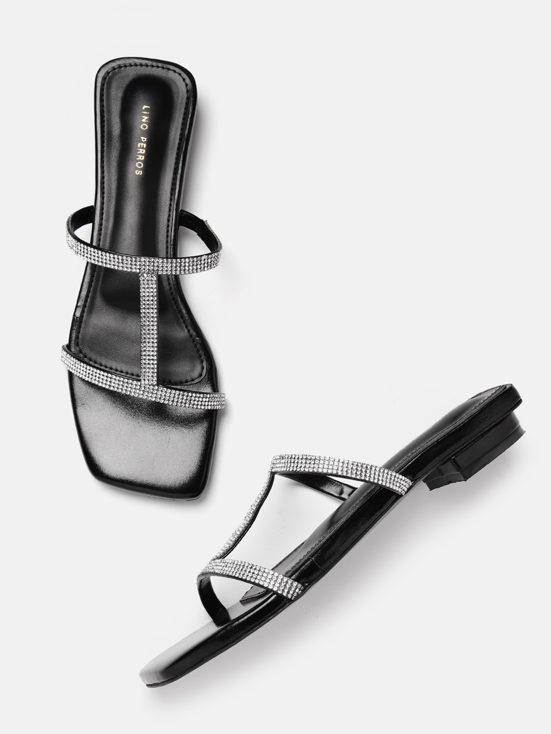 

Lino Perros Women Embellished Party Open Toe Flats, Black