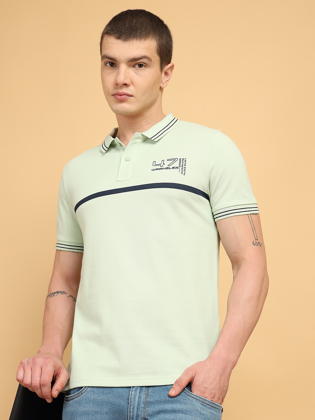 

Wrangler Polo Collar Cotton T-shirt, Green