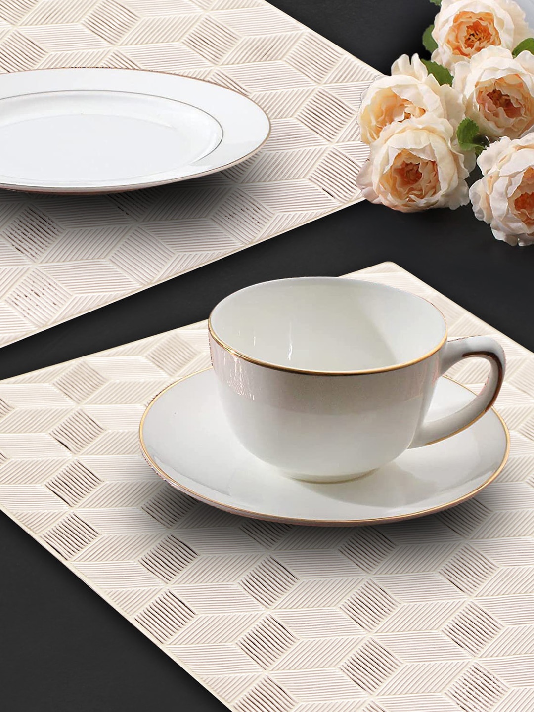 

Dakshya Industries Gold-Toned 2-Pieces Rectangle Table Placemats