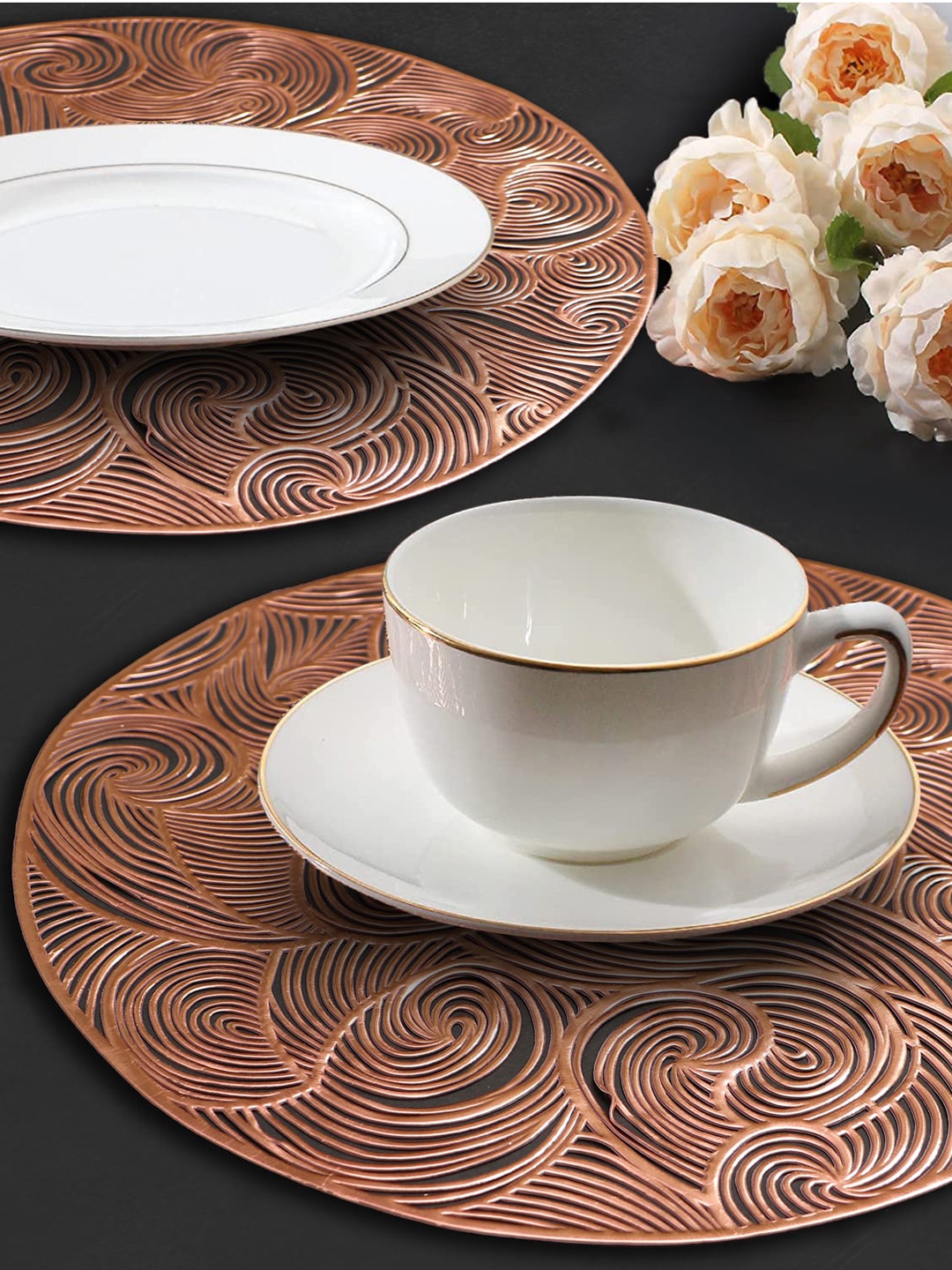 

Dakshya Industries Copper Toned 2 Pieces Rectangular Table Placemats