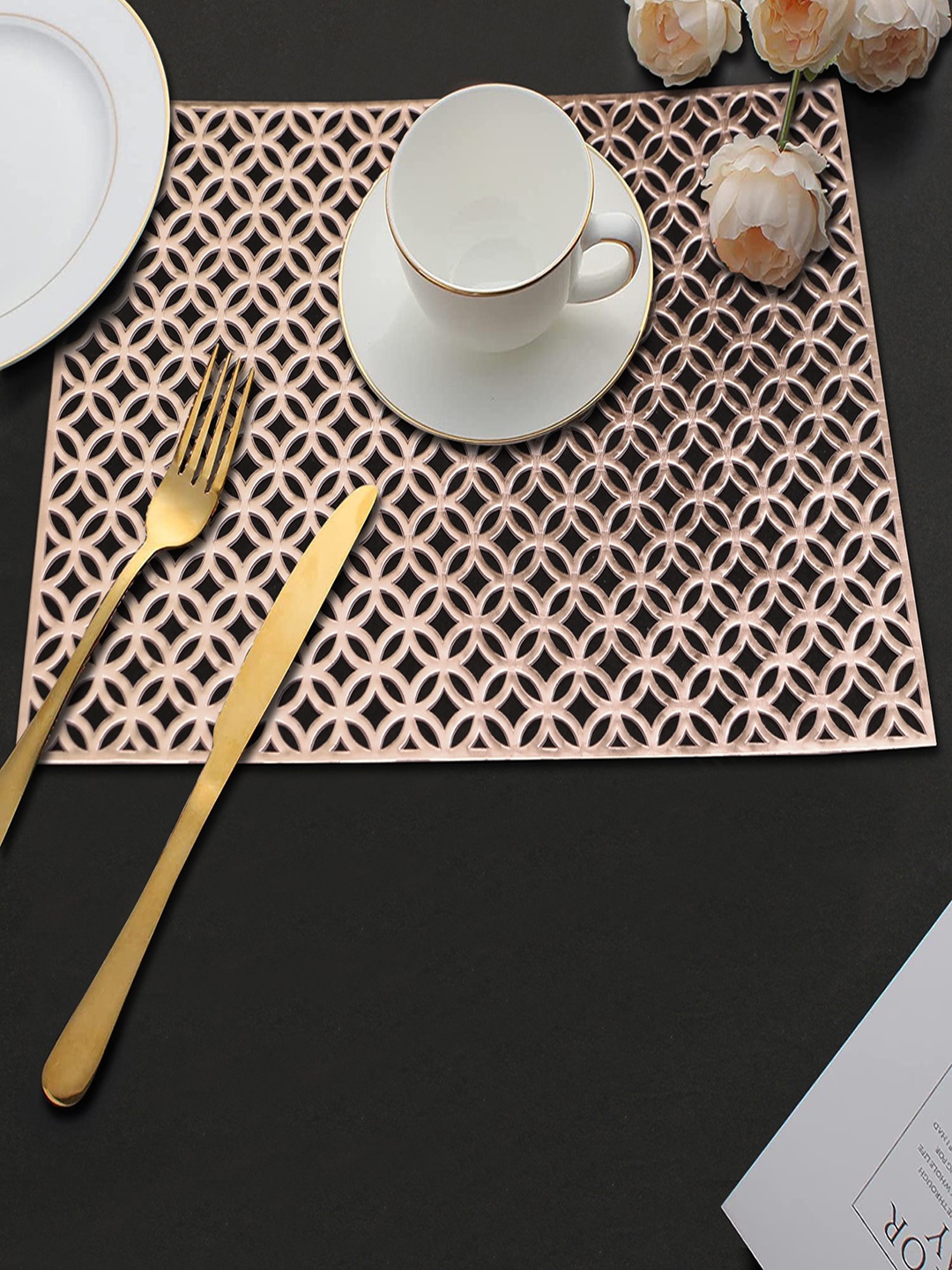 

Dakshya Industries Gold-Toned 2-Pieces Rectangular Table Placemats