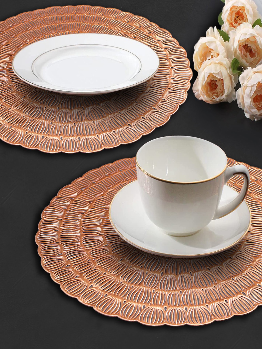 

Dakshya Industries Copper Toned 2 Pieces Rectangular Table Placemats