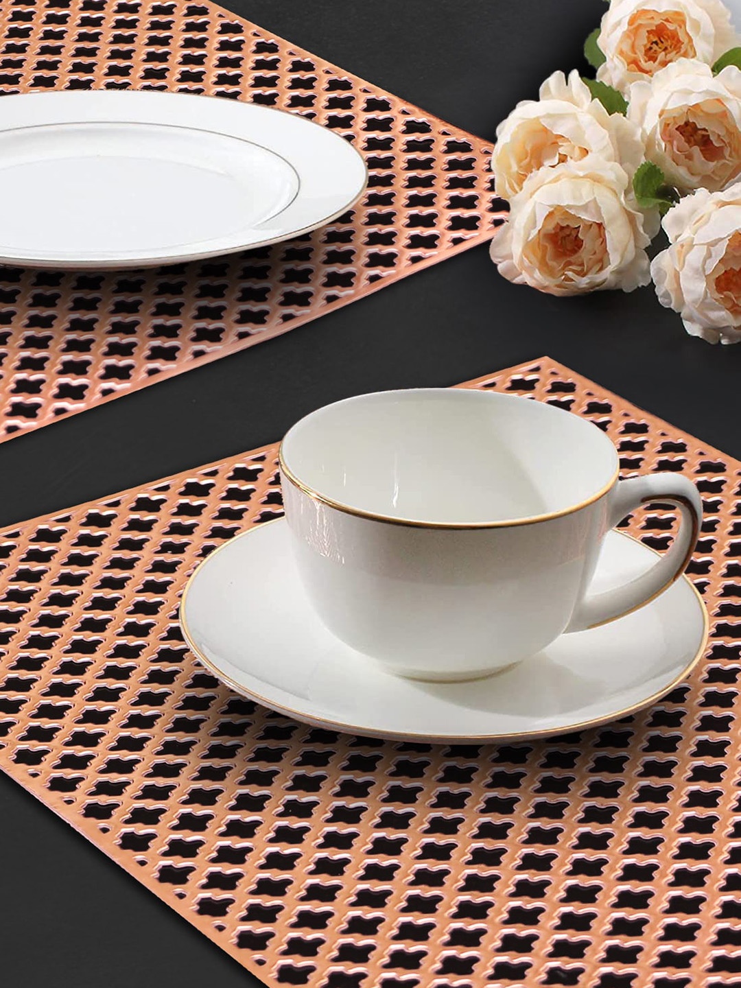 

Dakshya Industries Copper Toned 2 Pieces Geometric Rectangular Table Placemats