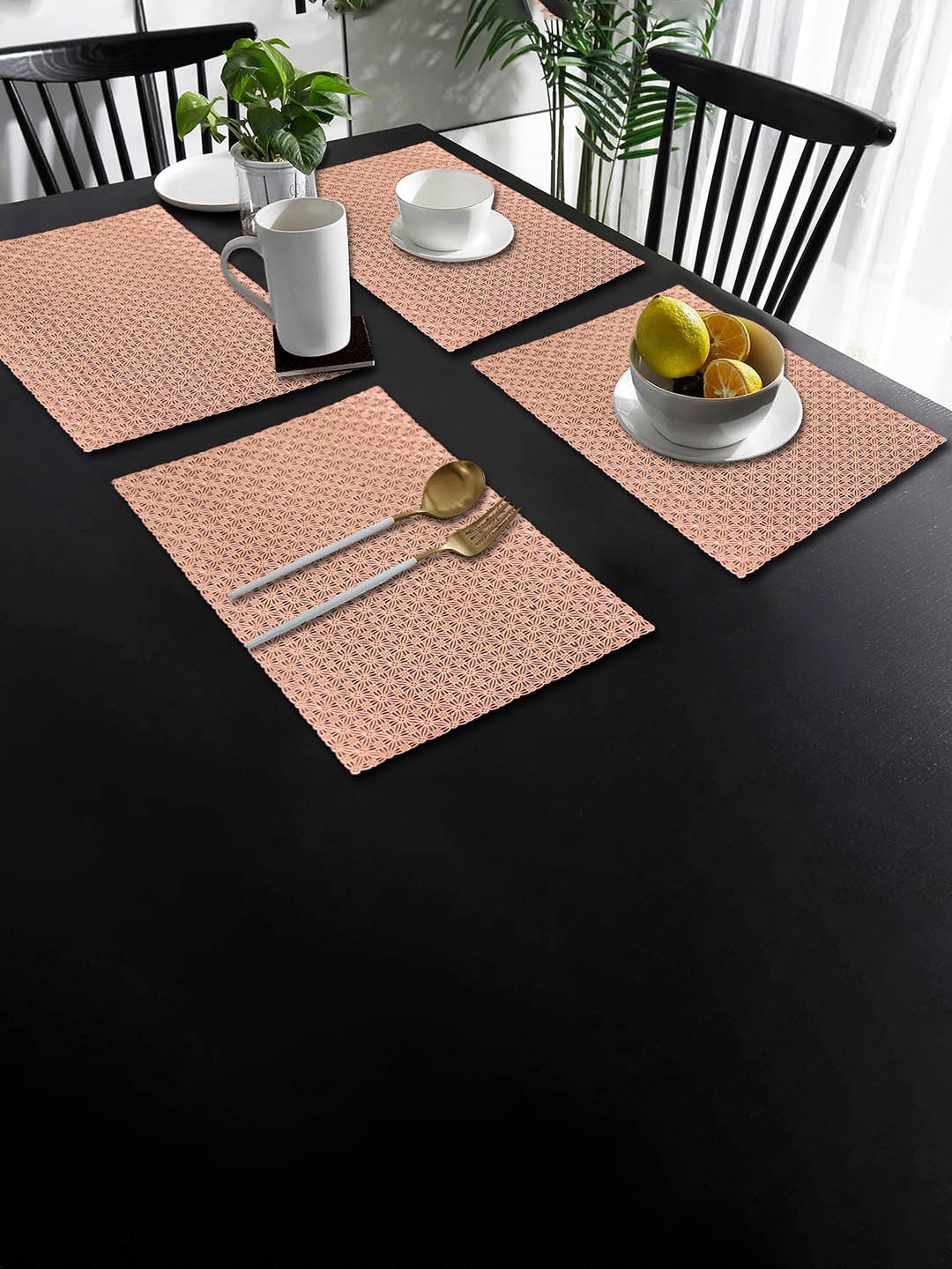 

Dakshya Industries 4-Pcs Copper-Toned Self Design Rectangle Table Placemats