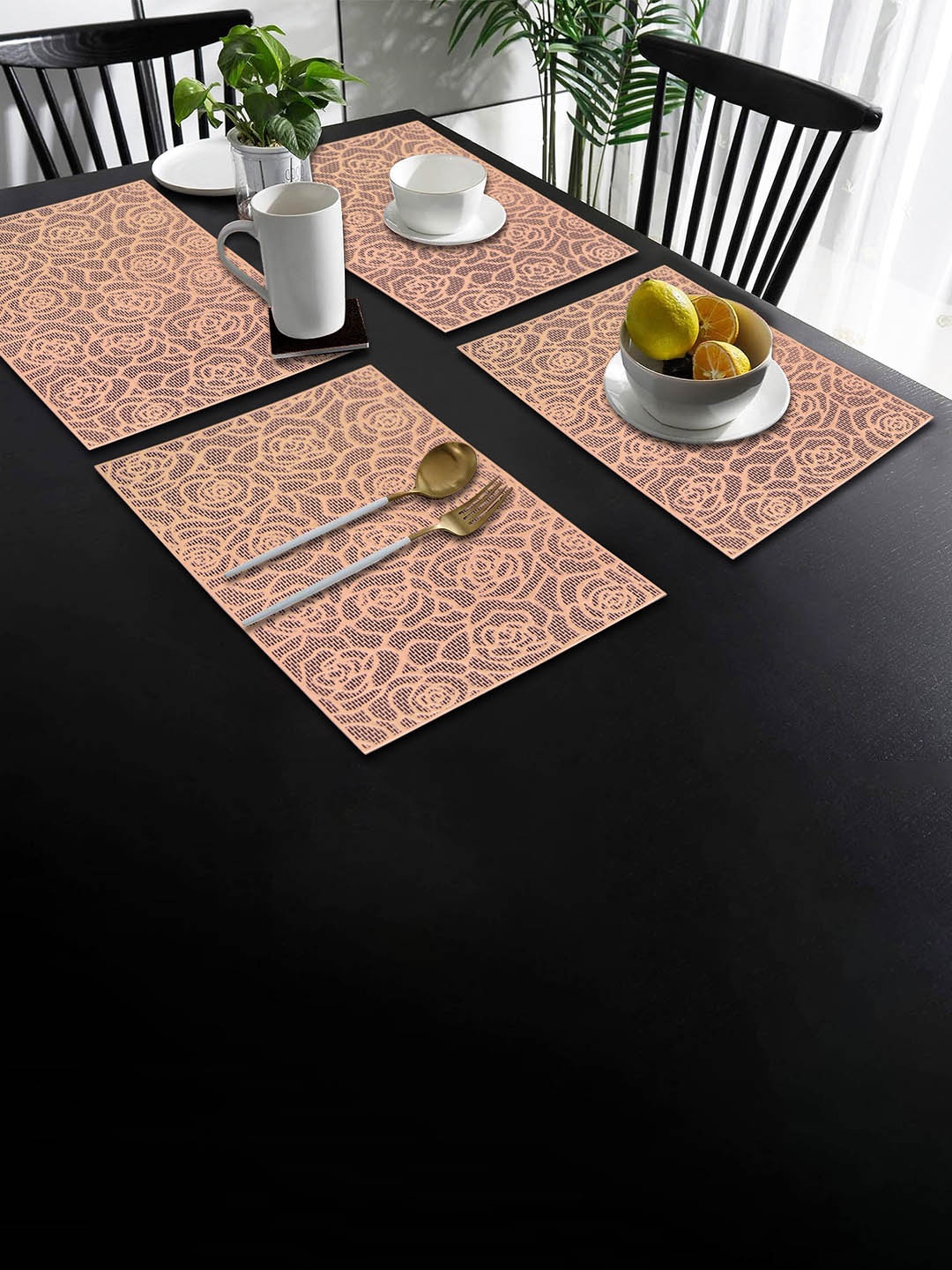 

Dakshya Industries Copper Toned 4 Pieces Rectangular Table Placemats