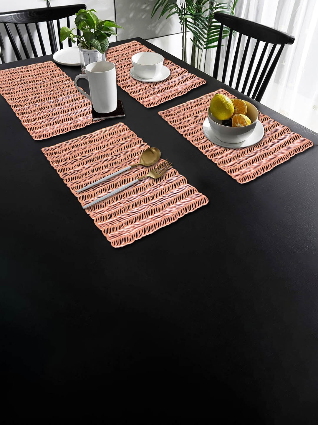 

Dakshya Industries 4-Pcs Copper-Toned Self Design Rectangular Table Placemats