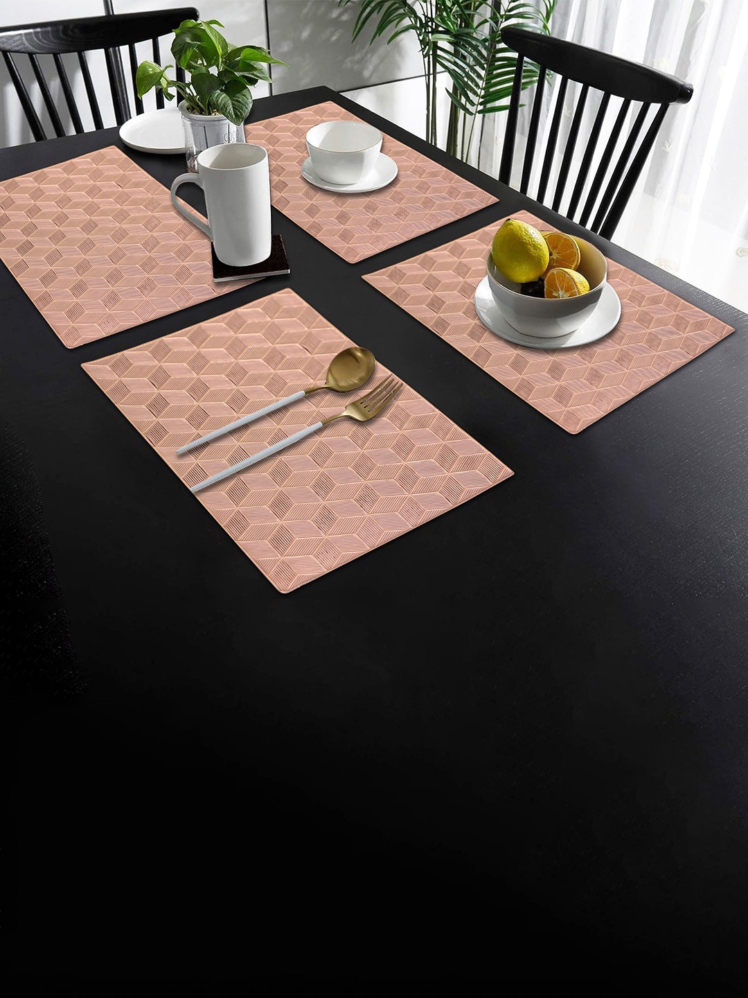 

Dakshya Industries Copper Toned 4 Pieces Textured Rectangle Table Placemats
