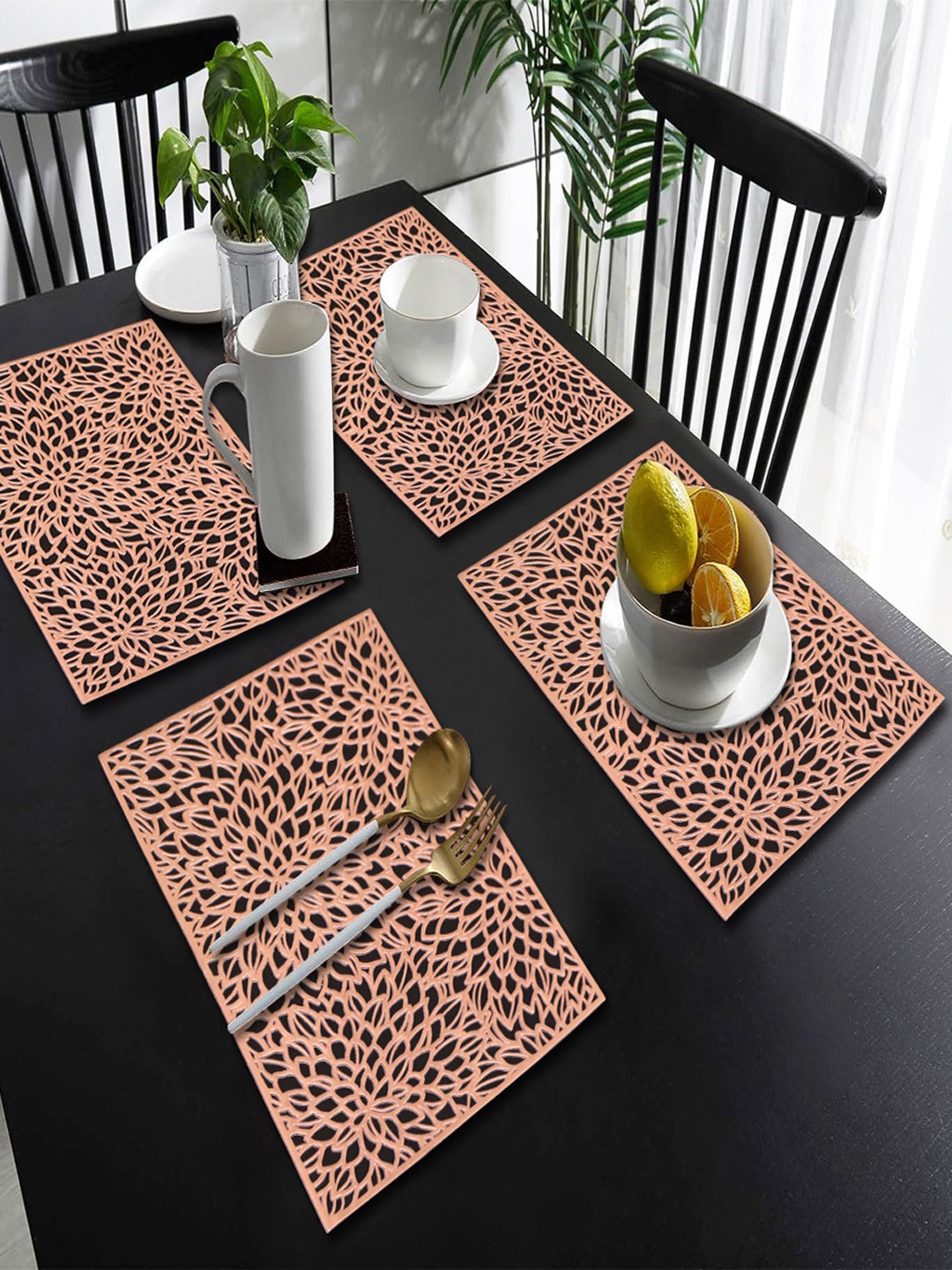 

Dakshya Industries 4-Pcs Copper-Toned Self Design Rectangle Table Placemats