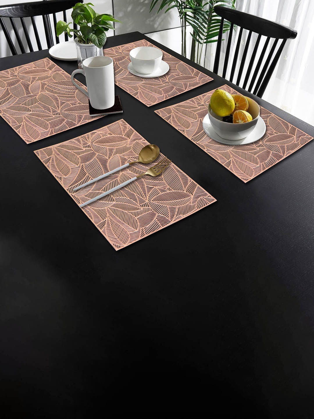 

Dakshya Industries Copper Toned 4 Pieces Printed Rectangle Table Placemats
