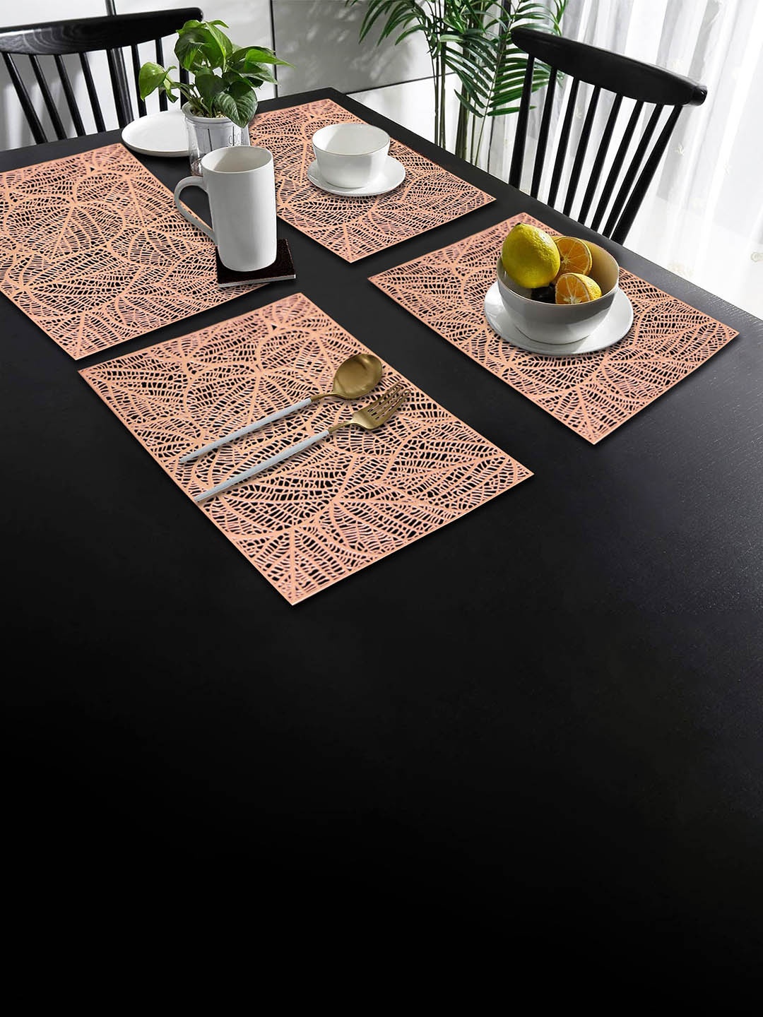

Dakshya Industries Copper-Toned 4-Pieces Rectangular Table Placemats