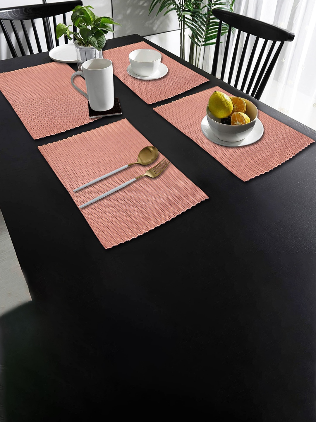 

Dakshya Industries Copper Toned Striped Rectangular Table Placemats