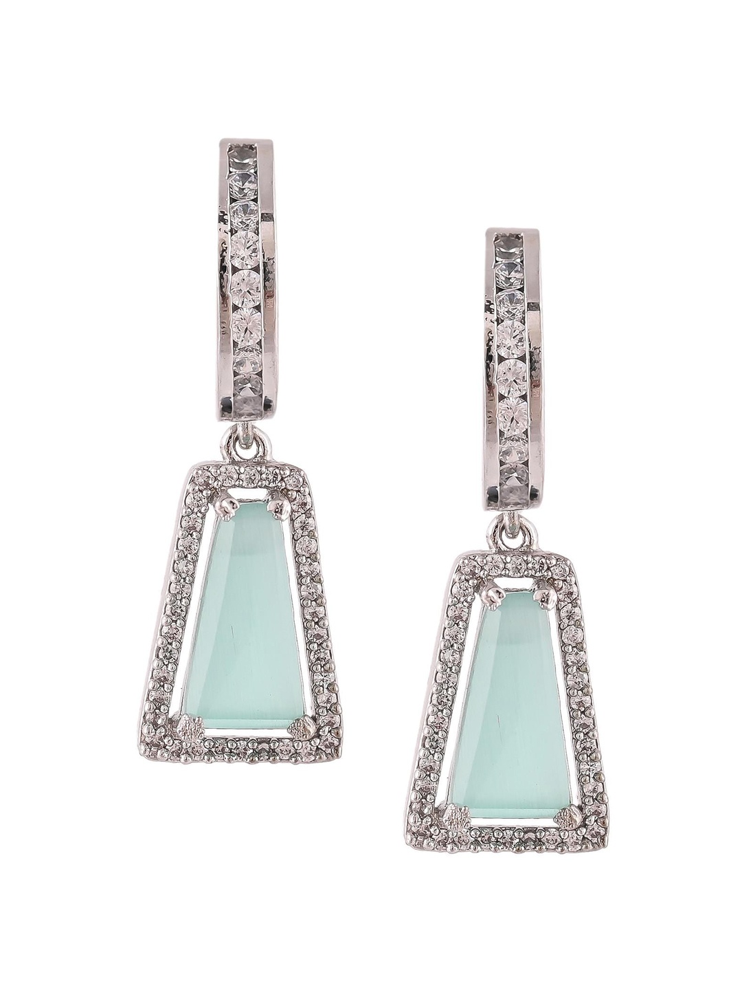 

RATNAVALI JEWELS Silver-Plated Classic Drop Earrings, Green