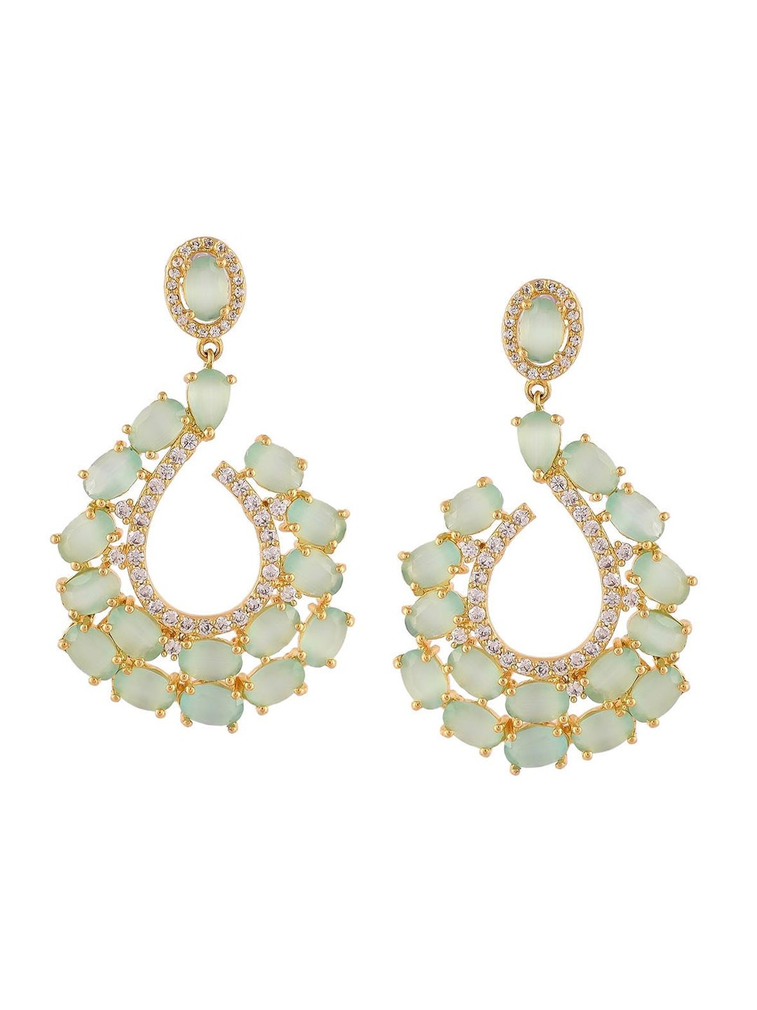 

RATNAVALI JEWELS Gold-Plated American Diamond-Studded Classic Drop Earrings