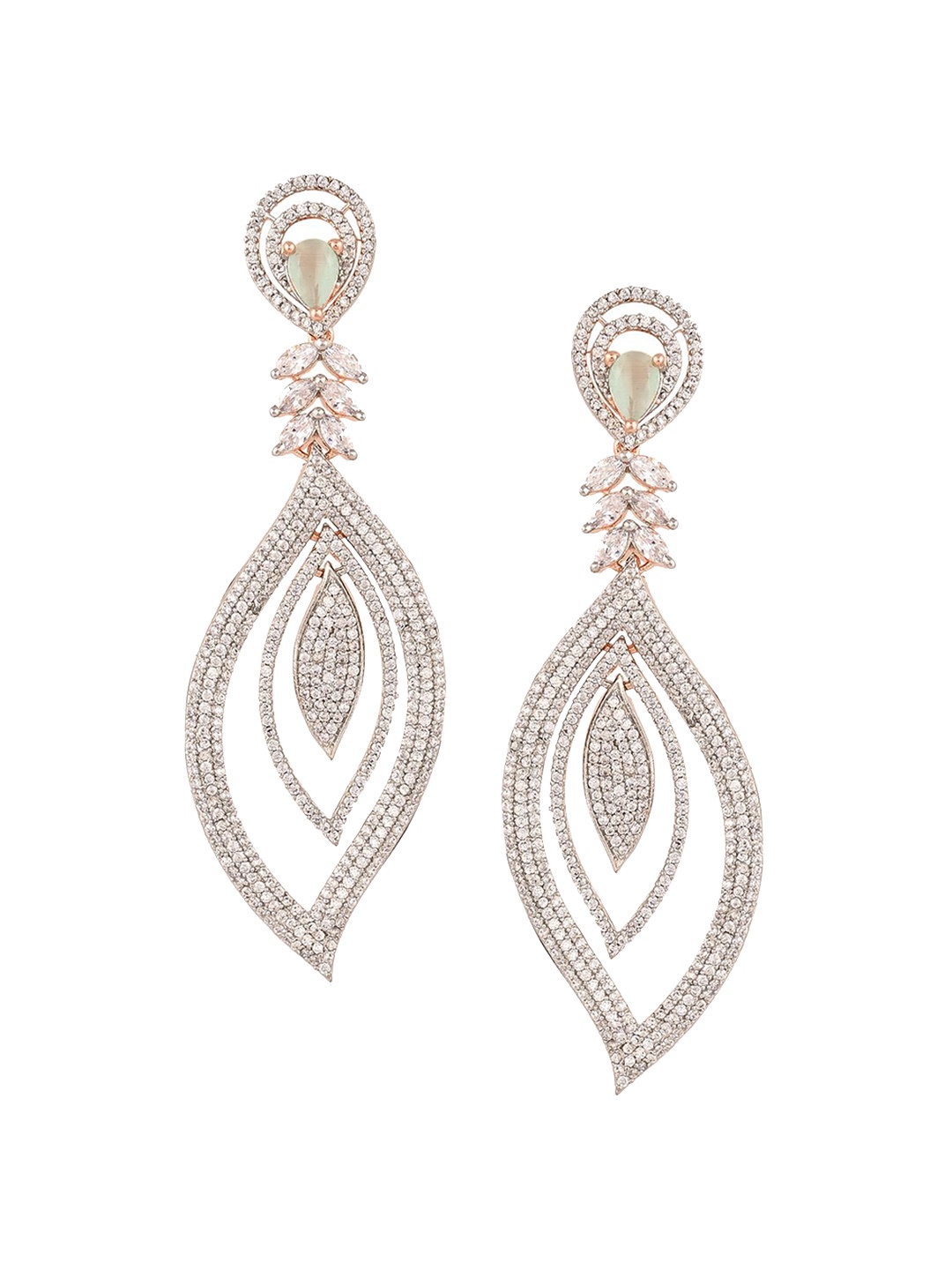 

RATNAVALI JEWELS Rose Gold-Plated American Diamond-Studded Classic Drop Earrings