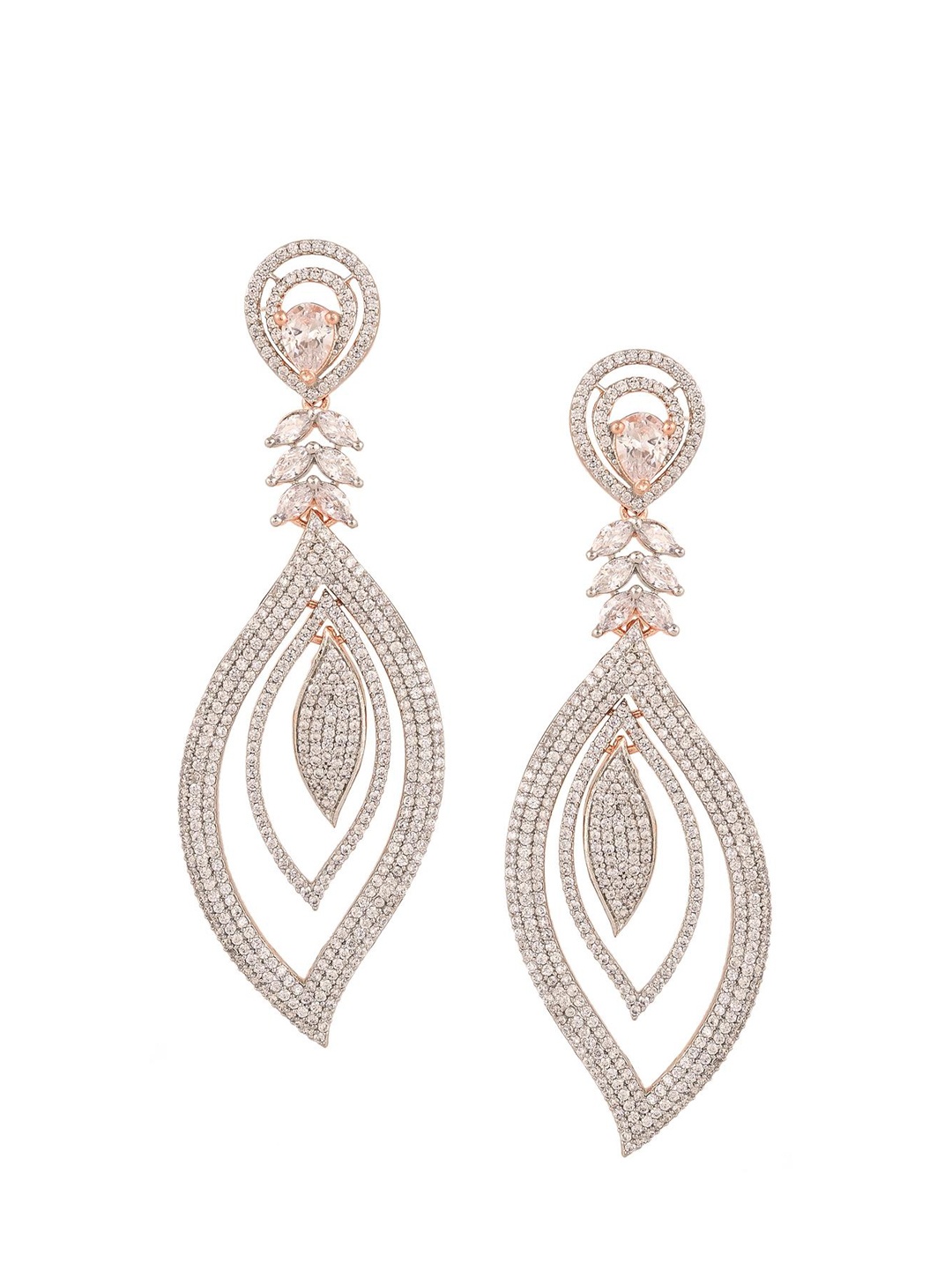 

RATNAVALI JEWELS Rose Gold-Plated Gold Classic Drop Earrings