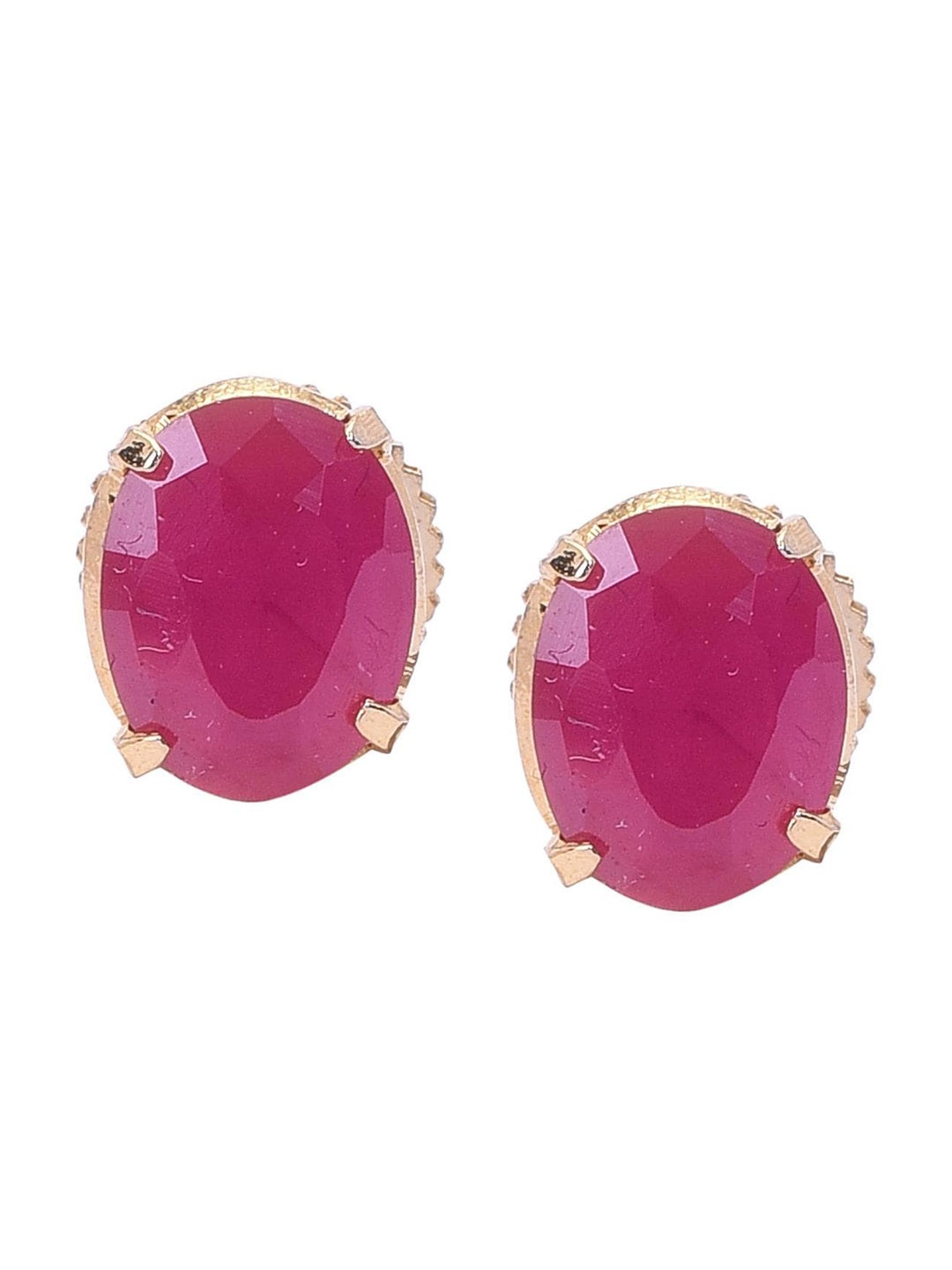 

RATNAVALI JEWELS Gold-Plated Teardrop Shaped Studs Earrings, Red