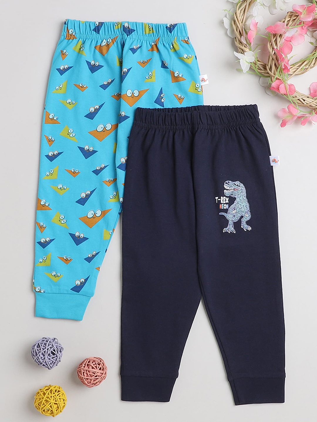 

BUMZEE Boys Pack Of 2 Printed Cotton Jogger, Navy blue